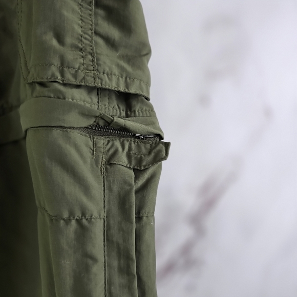 REI Pants Mens 30 X 29 Green Convertible Zip Off Nylon Hiking Ripstop - Picture 5 of 13